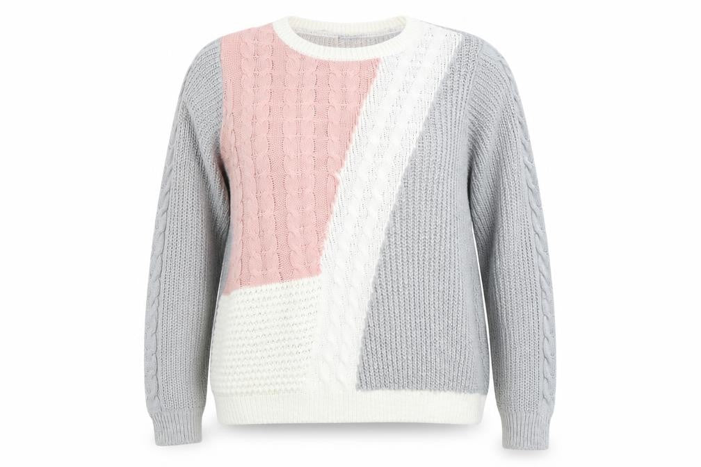 M&Co Women's Grey Cable-Knit Pullover Jumper Size 16