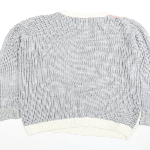 M&Co Women's Grey Cable-Knit Pullover Jumper Size 16