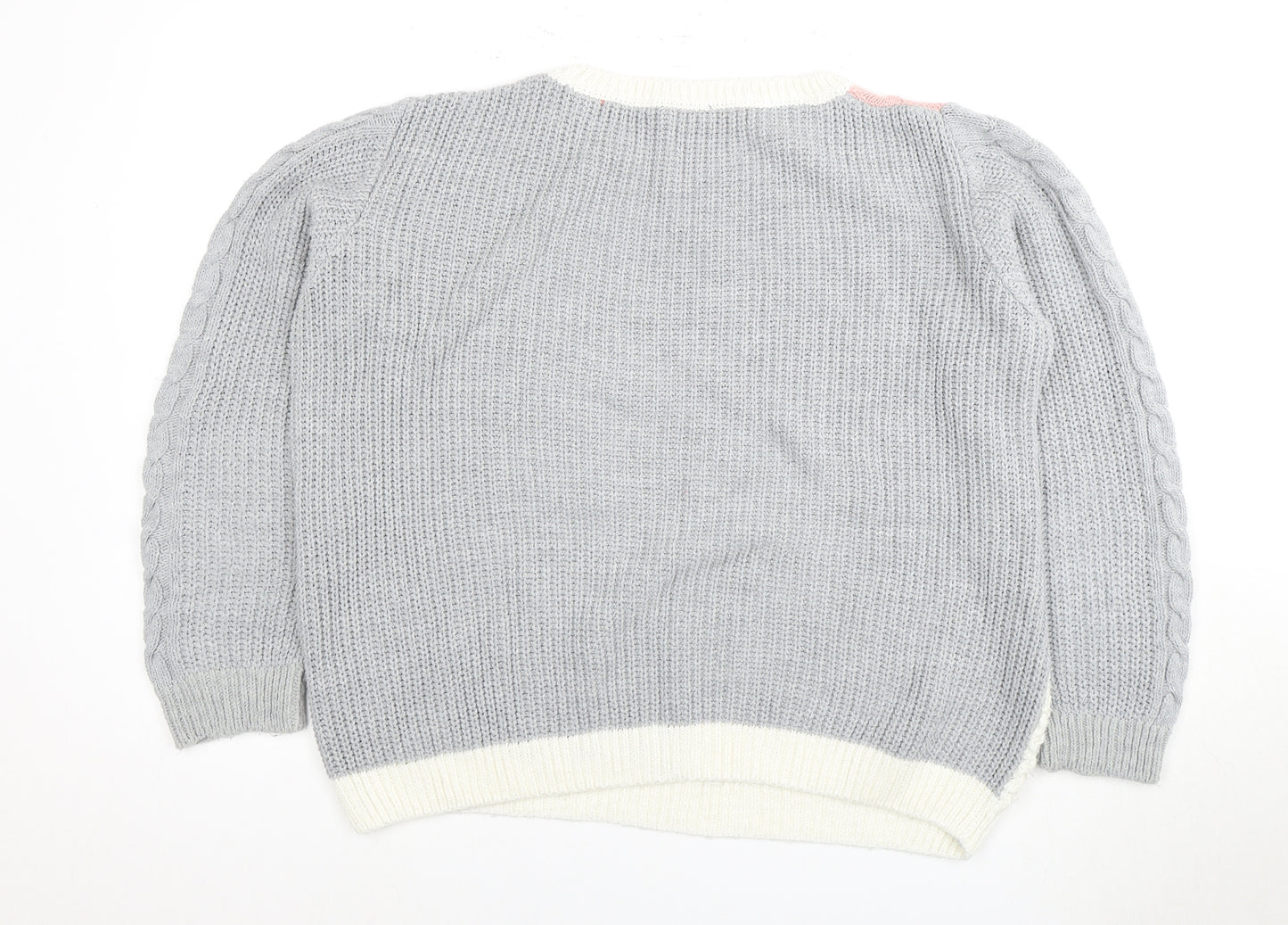 M&Co Women's Grey Cable-Knit Pullover Jumper Size 16