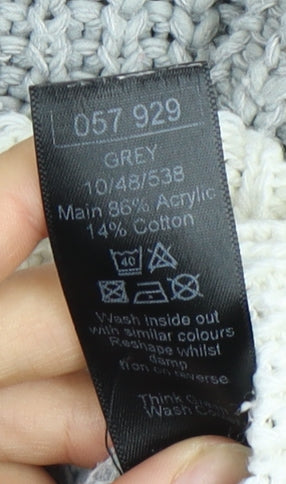 M&Co Women's Grey Cable-Knit Pullover Jumper Size 16