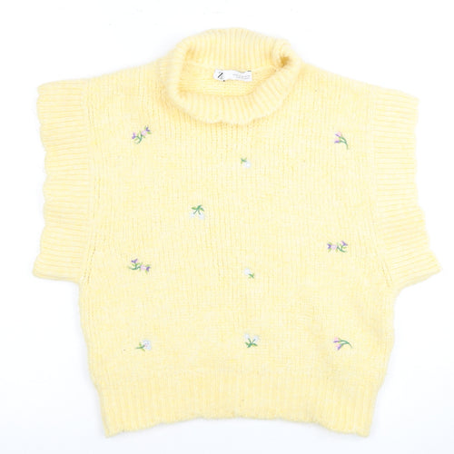 Zara Women's Yellow Pullover High Neck Sleeveless Jumper M