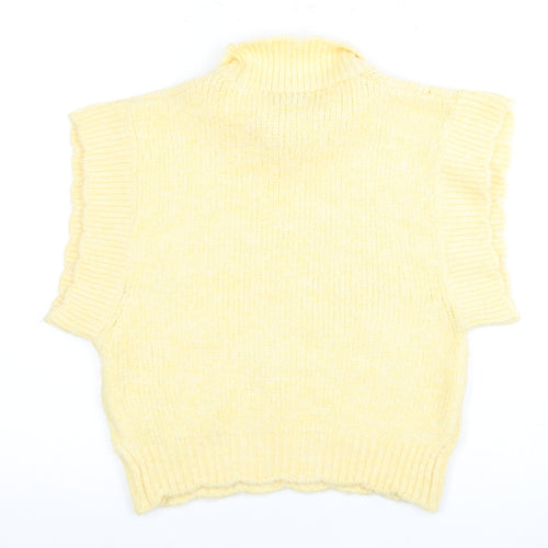 Zara Women's Yellow Pullover High Neck Sleeveless Jumper M