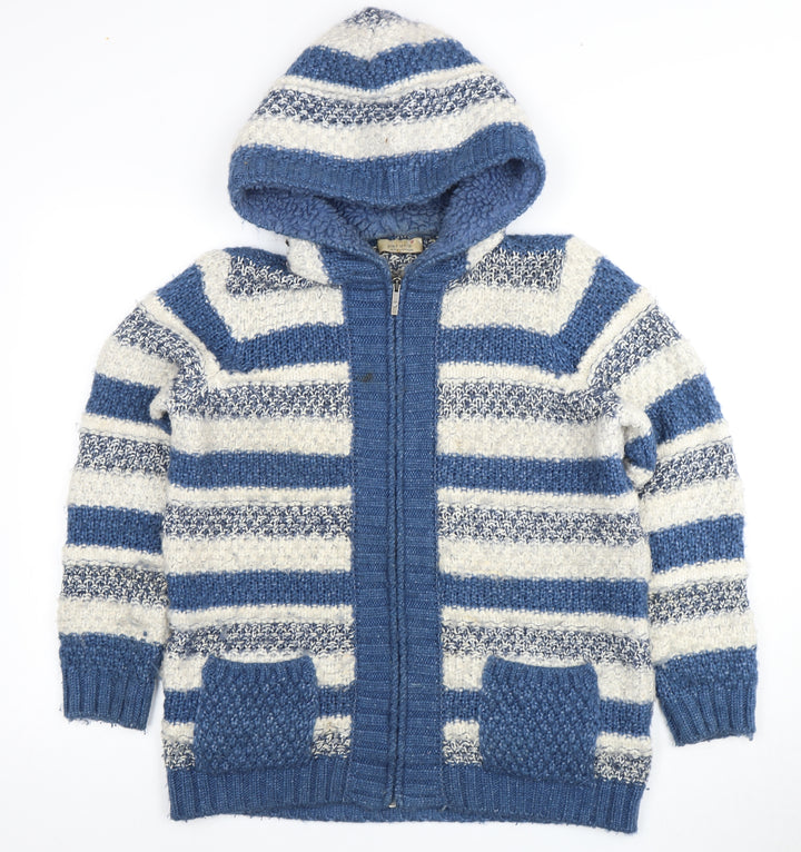 Marks and Spencer Women's Hooded Blue Stripe Jumper Size 12