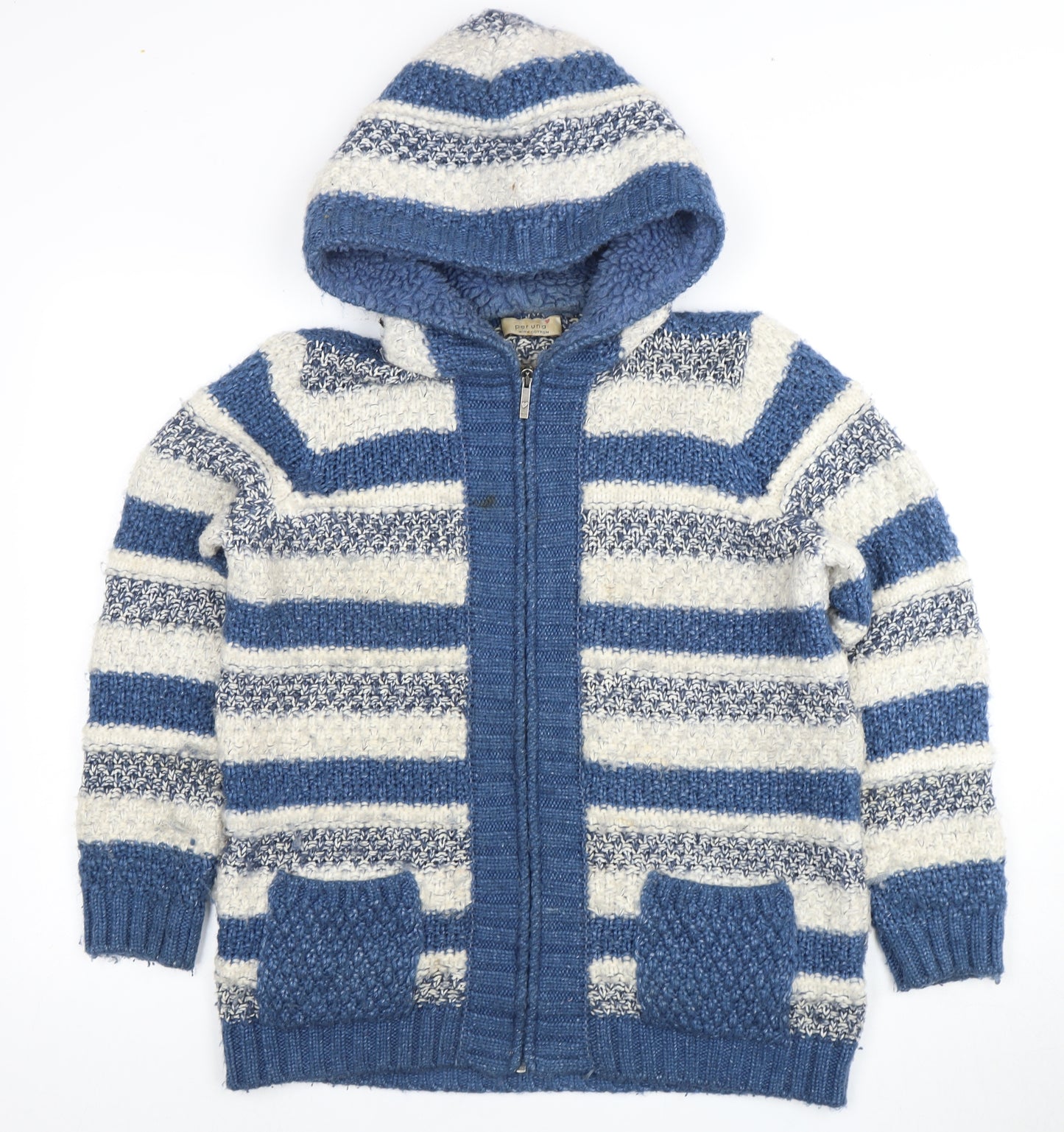 Marks and Spencer Women's Hooded Blue Stripe Jumper Size 12