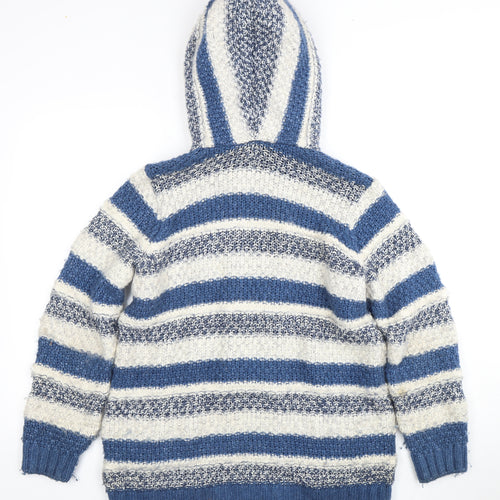 Marks and Spencer Women's Hooded Blue Stripe Jumper Size 12