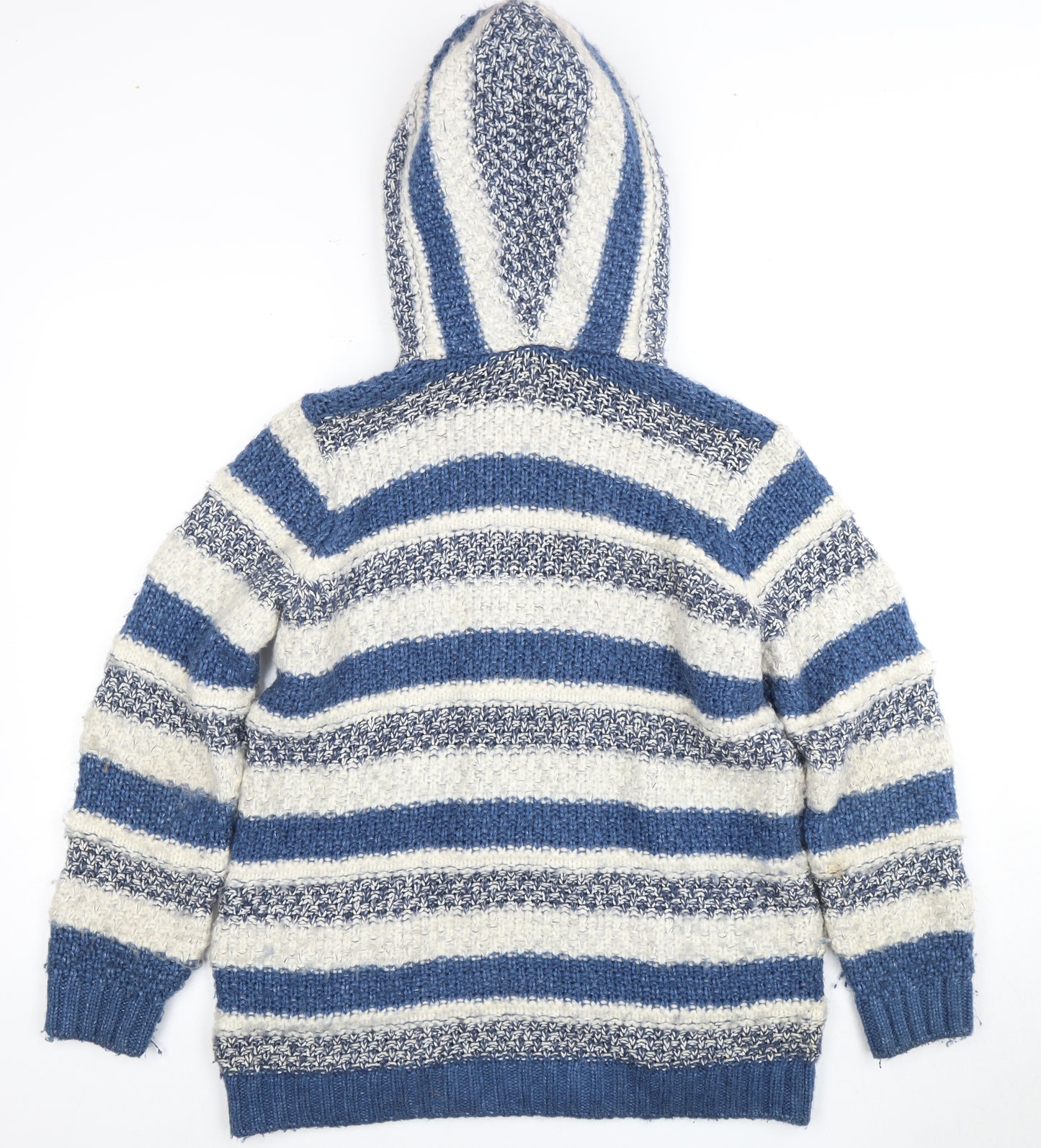 Marks and Spencer Women's Hooded Blue Stripe Jumper Size 12