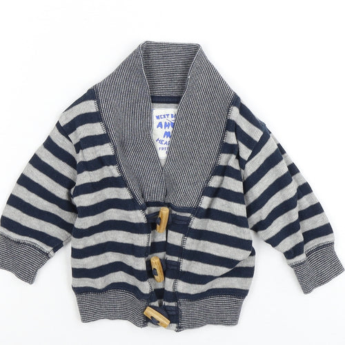 Next Unisex Baby Cardigan, Grey Striped, 3-6 Months, Button Closure