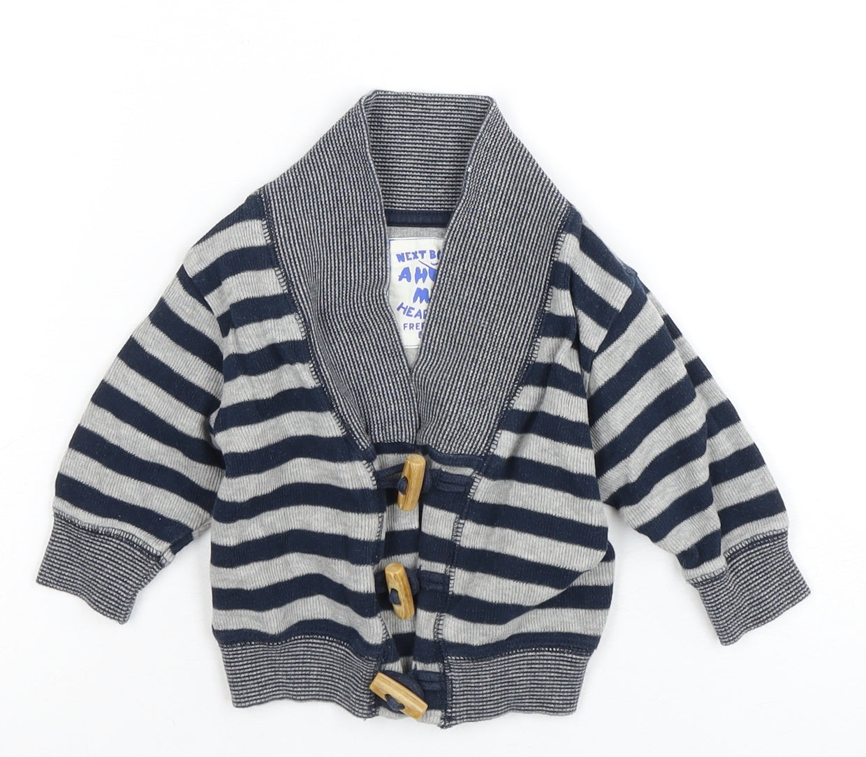 Next Unisex Baby Cardigan, Grey Striped, 3-6 Months, Button Closure