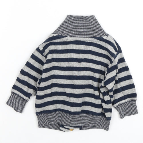 Next Unisex Baby Cardigan, Grey Striped, 3-6 Months, Button Closure