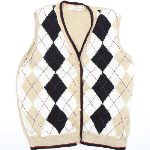 Marks and Spencer Women's Beige Argyle Vest Size 14