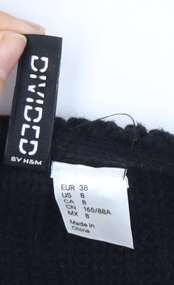 H&M Divided Women's Black Cardigan Fur Trim Size 10