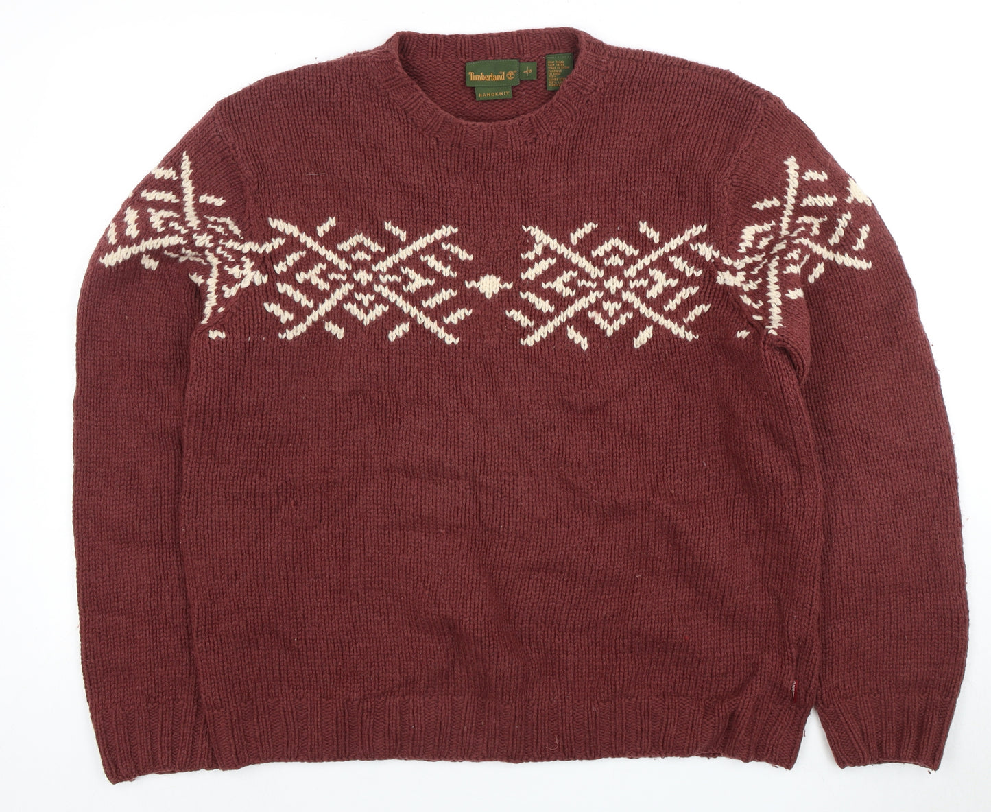 Timberland Men's Red Wool Pullover Jumper, Size L