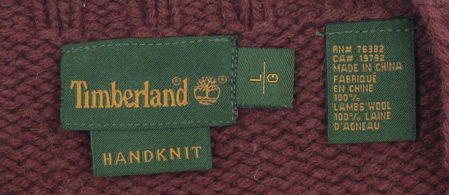 Timberland Men's Red Wool Pullover Jumper, Size L