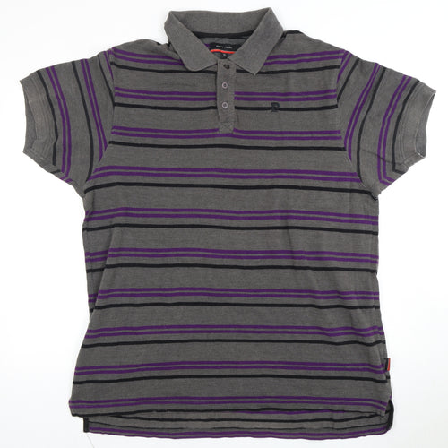 Pierre Cardin Men's Grey Striped Polo Shirt XL