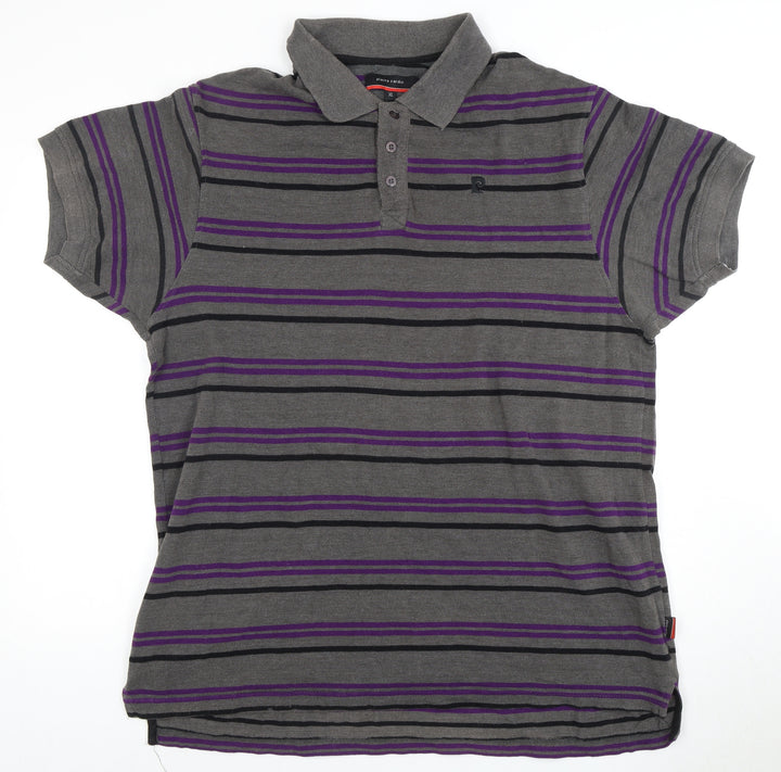 Pierre Cardin Men's Grey Striped Polo Shirt XL
