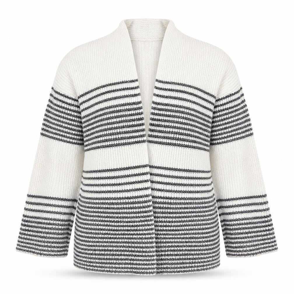 Front view of Gap Women's White Striped Cardigan XS