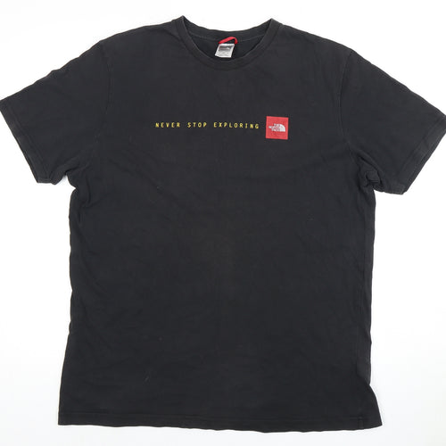 The North Face Men's Black L T-Shirt, Logo, Crew Neck
