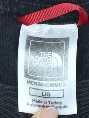 The North Face Men's Black L T-Shirt, Logo, Crew Neck