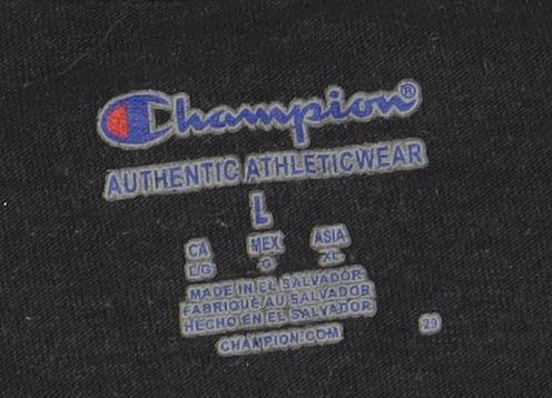 Champion Men's Black College T-Shirt Size L with Logo