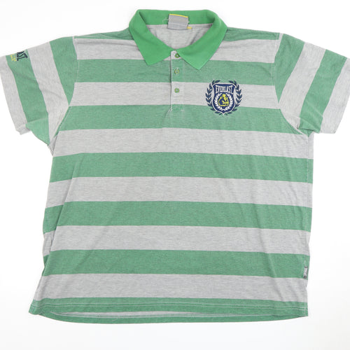 Everlast Men's Green Striped Polo, 2XL, Cotton Classic