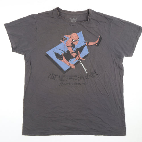 Men's Spider-Man T-Shirt, Grey, Size L, Marvel Comics