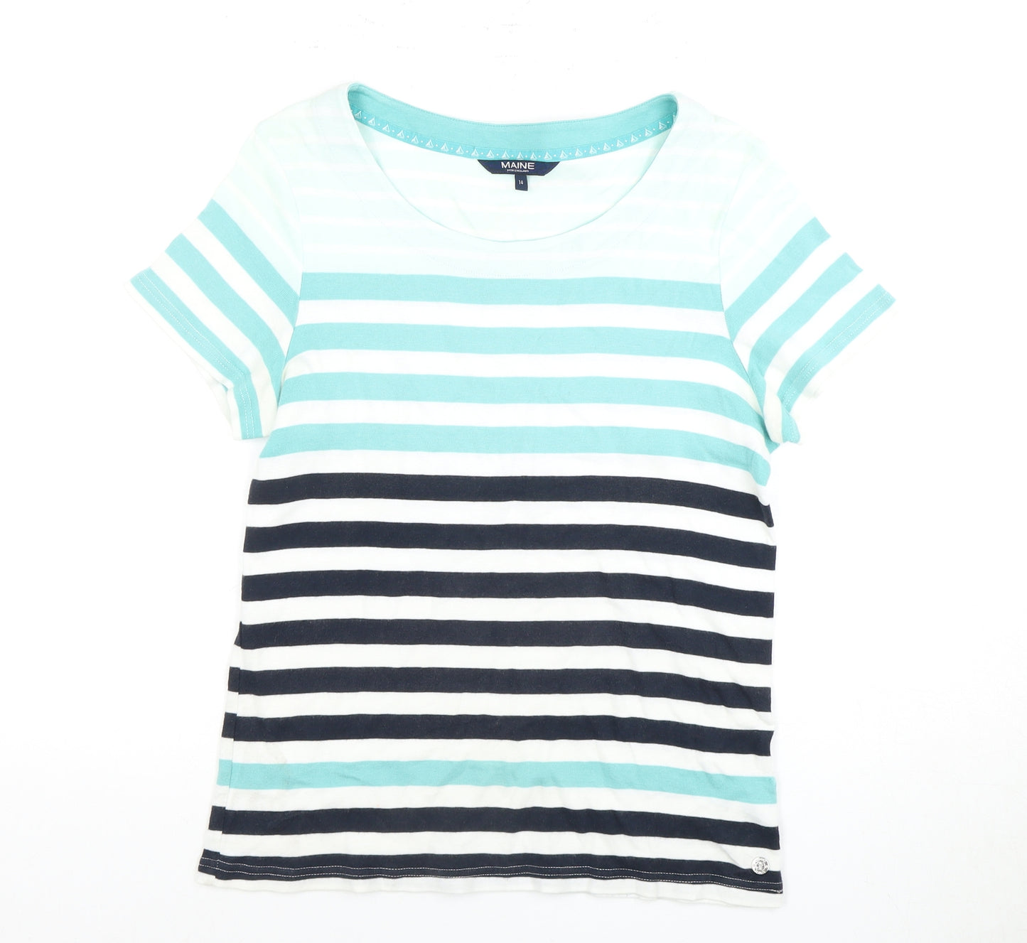 Maine Women's Multicoloured Striped T-Shirt, Size 14