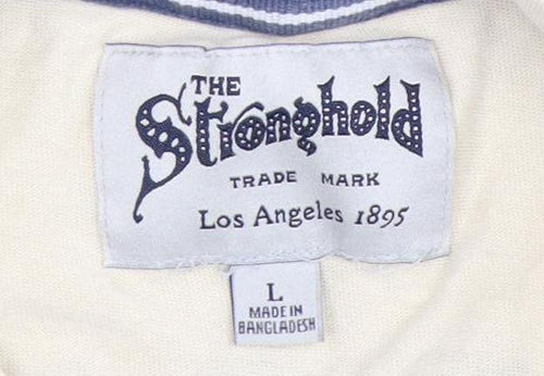 The Stronghold Men's Beige Graphic Print T-Shirt L