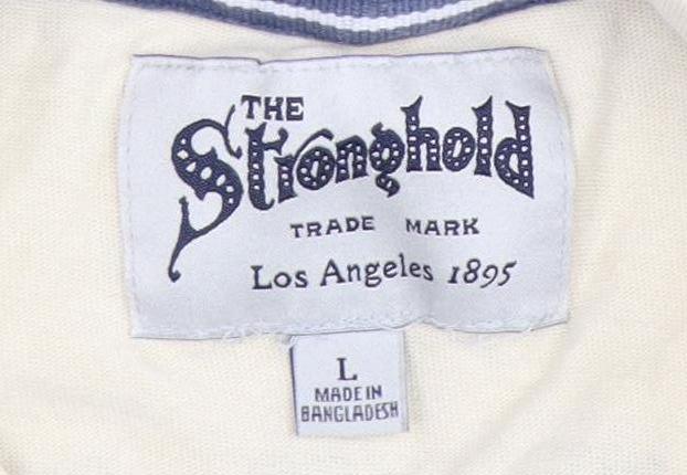 The Stronghold Men's Beige Graphic Print T-Shirt L