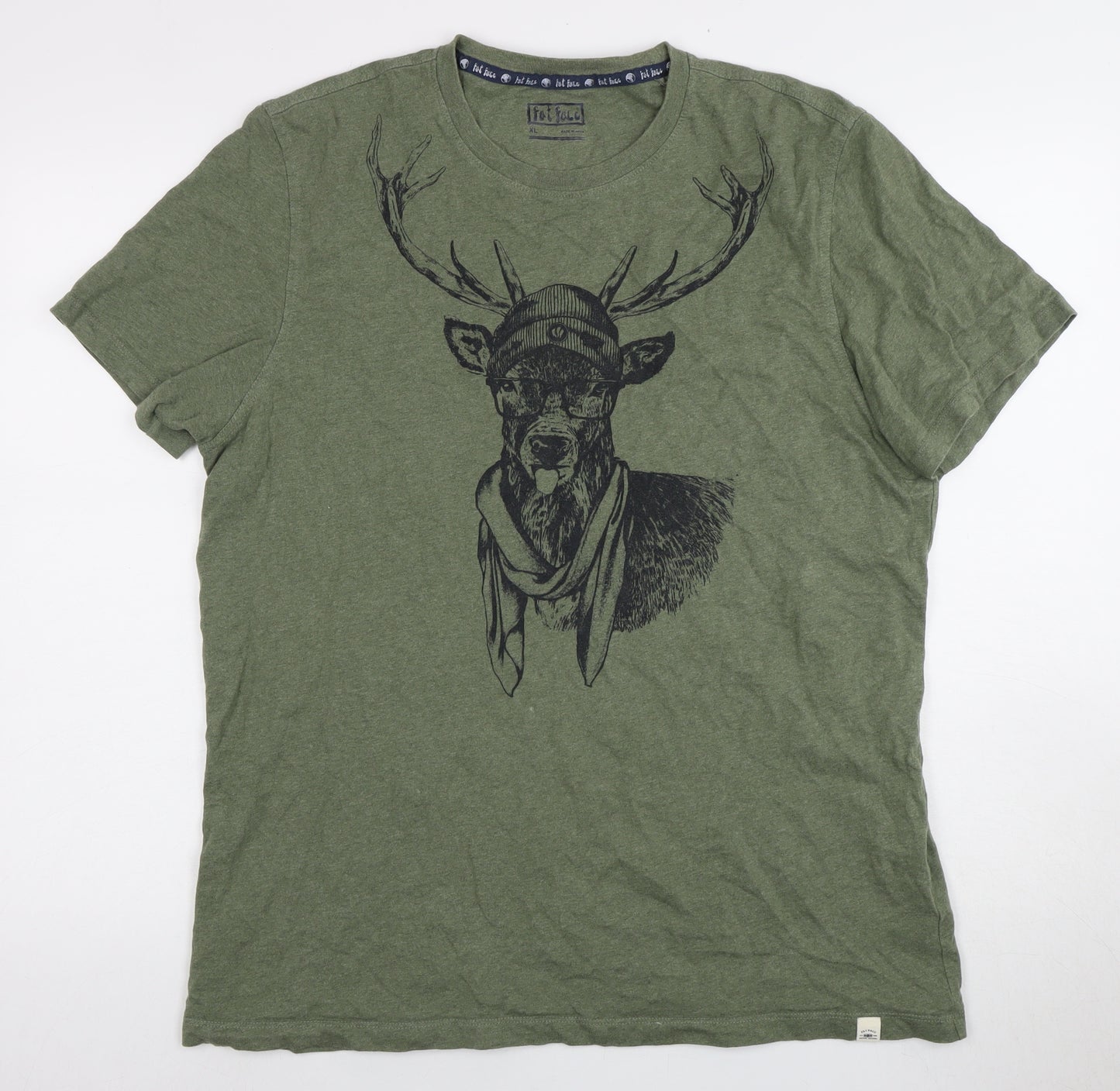 Fat Face Men's Green XL Animal Print T-Shirt