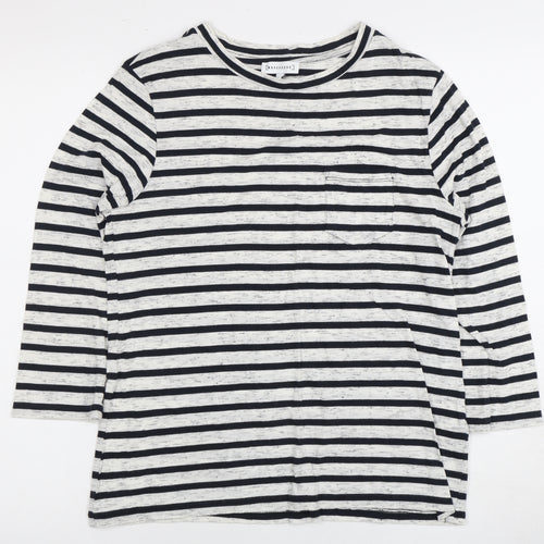 Warehouse Women's Black White Striped Long Sleeve Tee Size 6