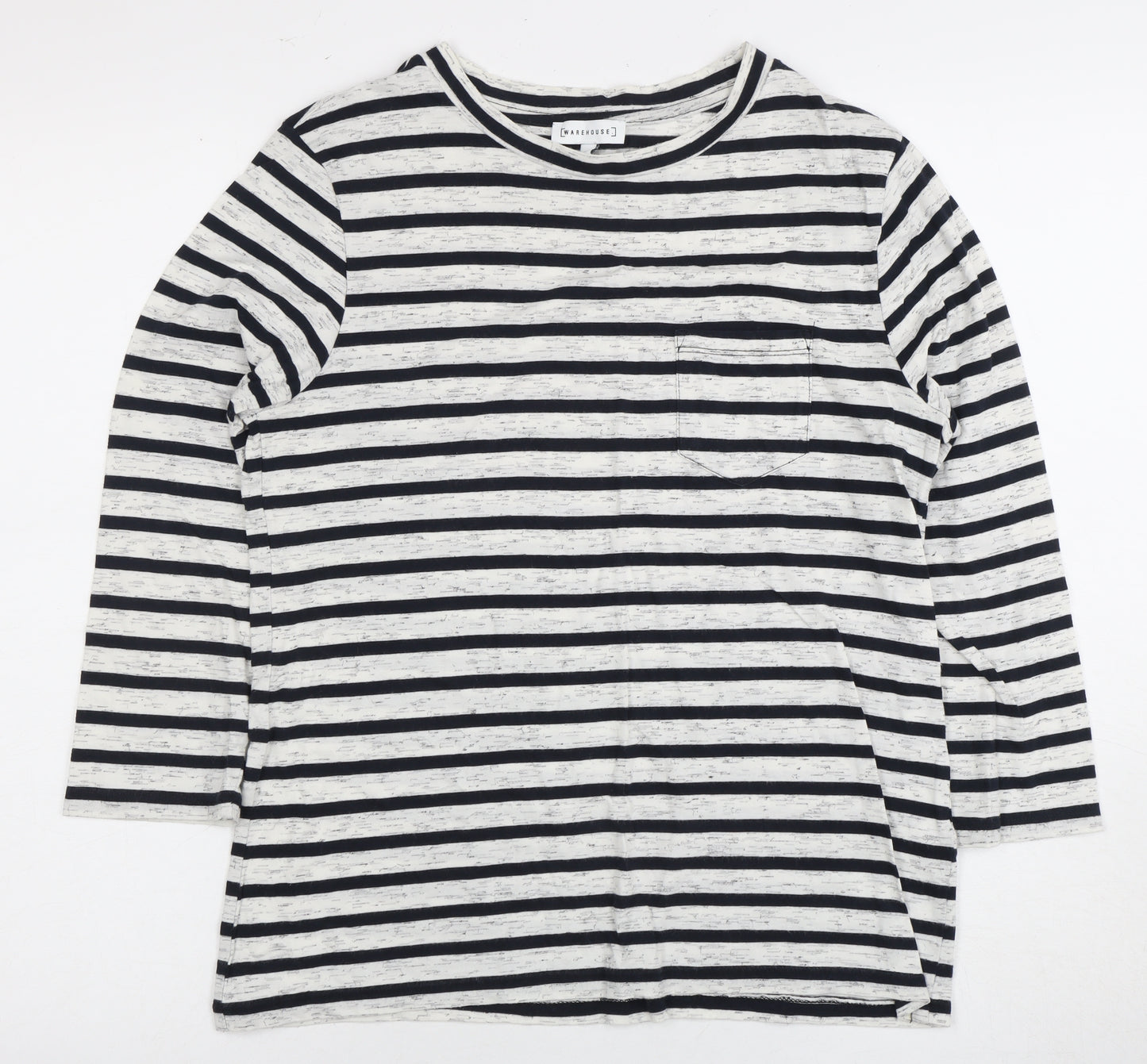 Warehouse Women's Black White Striped Long Sleeve Tee Size 6