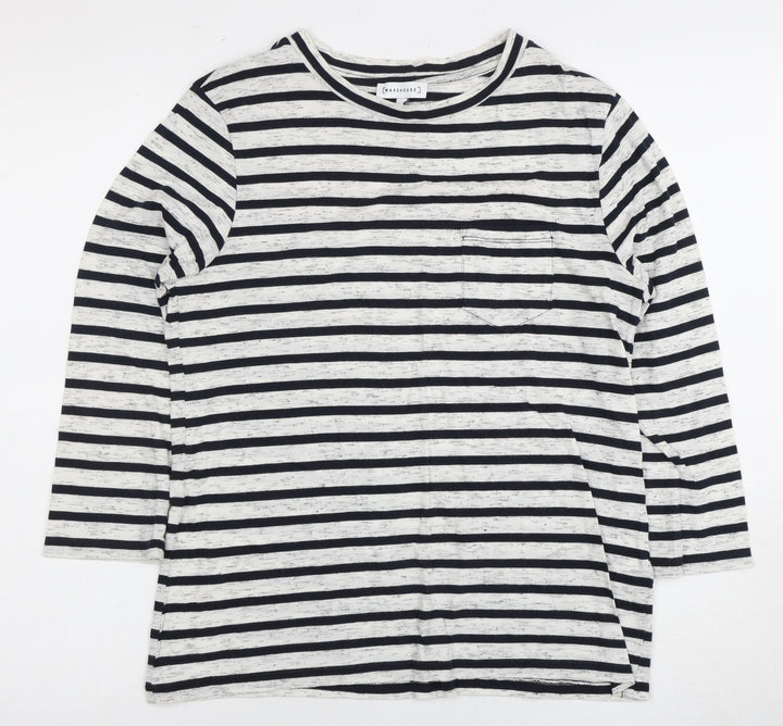 Warehouse Women's Black White Striped Long Sleeve Tee Size 6