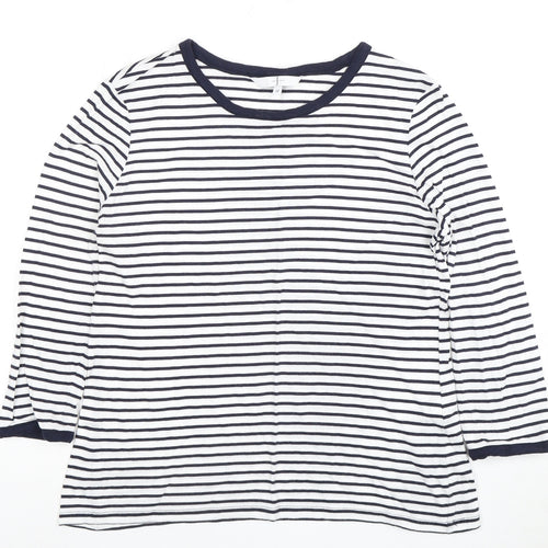 Jasper Conran Women's White Striped T-Shirt Size 12