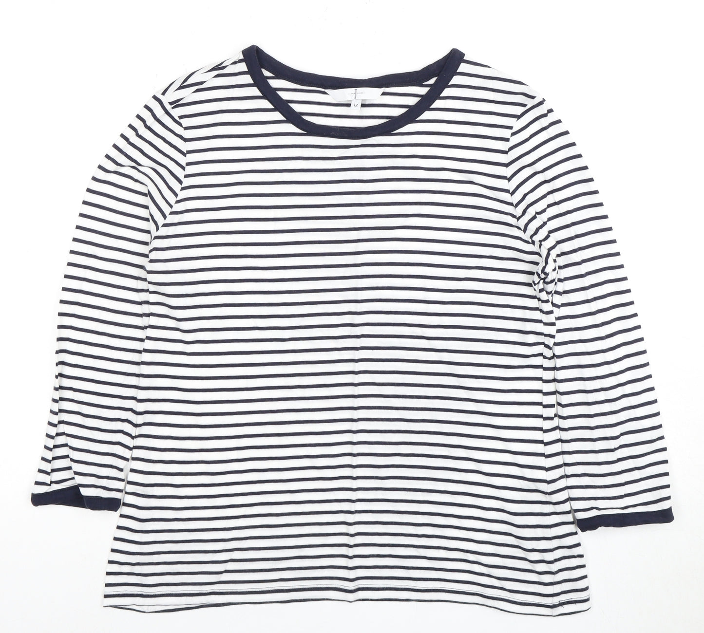 Jasper Conran Women's White Striped T-Shirt Size 12