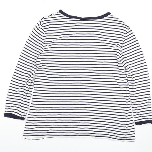 Jasper Conran Women's White Striped T-Shirt Size 12