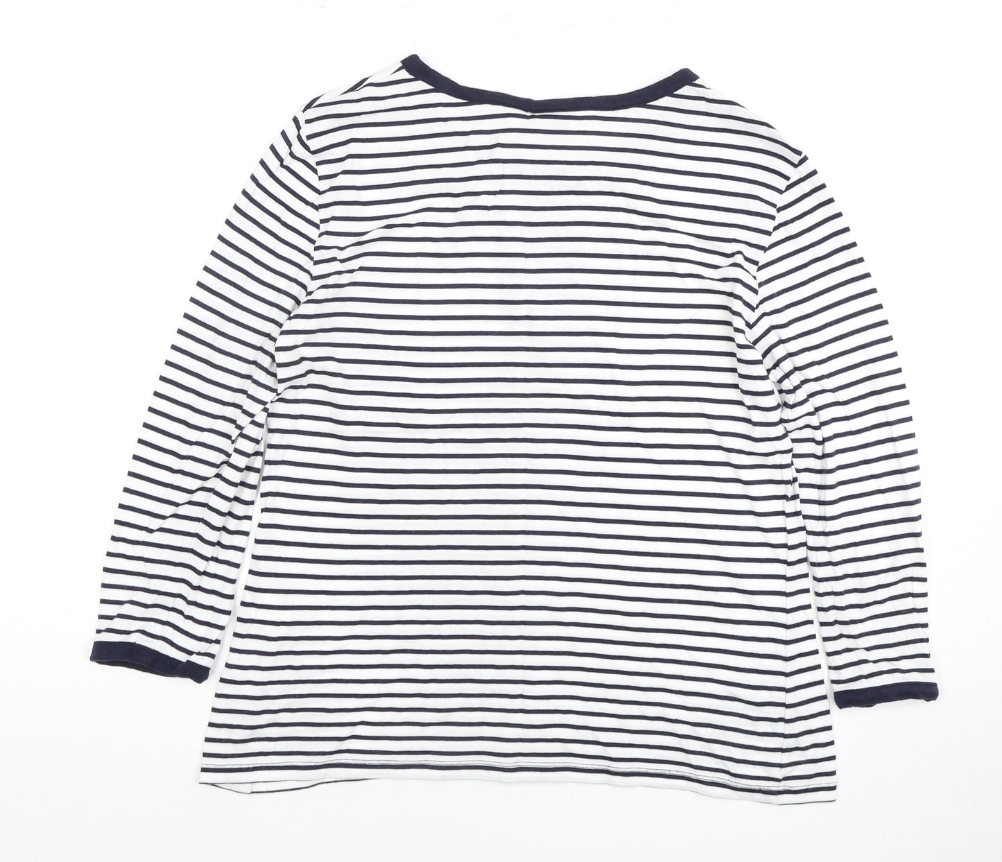 Jasper Conran Women's White Striped T-Shirt Size 12