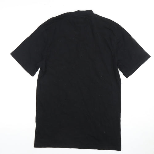 River Island Men's Black S T-Shirt, Crew Neck, Embroidered Accent