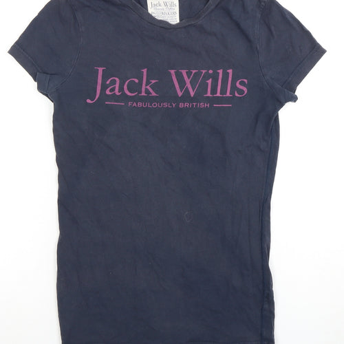 Jack Wills Women's Blue Slim Fit T-Shirt, Size 10