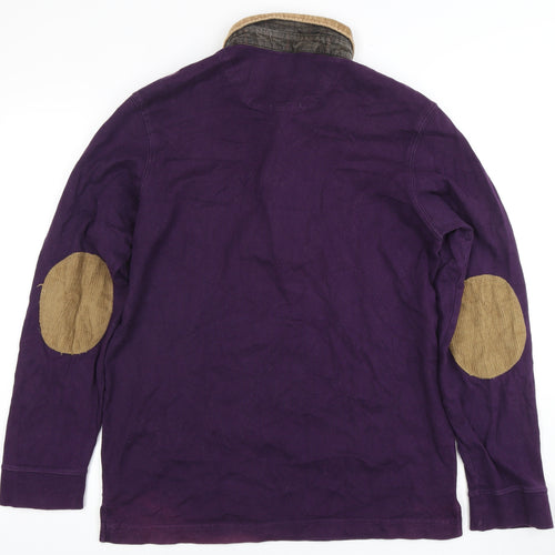 Massimo Dutti Men's Purple Long Sleeve Polo, Size M