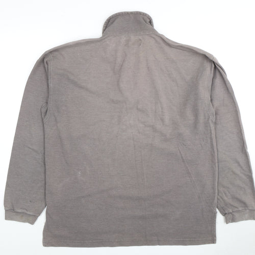 Lee Men's Grey Long Sleeve Polo Shirt Size L