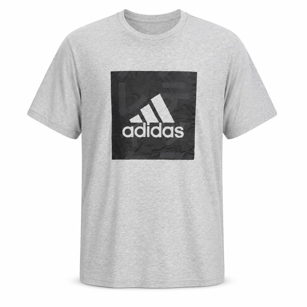 Front view of Adidas Men's Grey Logo T-Shirt L - New with Tags