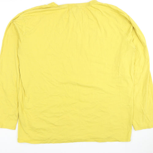 Guess Men's Yellow Long Sleeve Logo T-Shirt, Size M