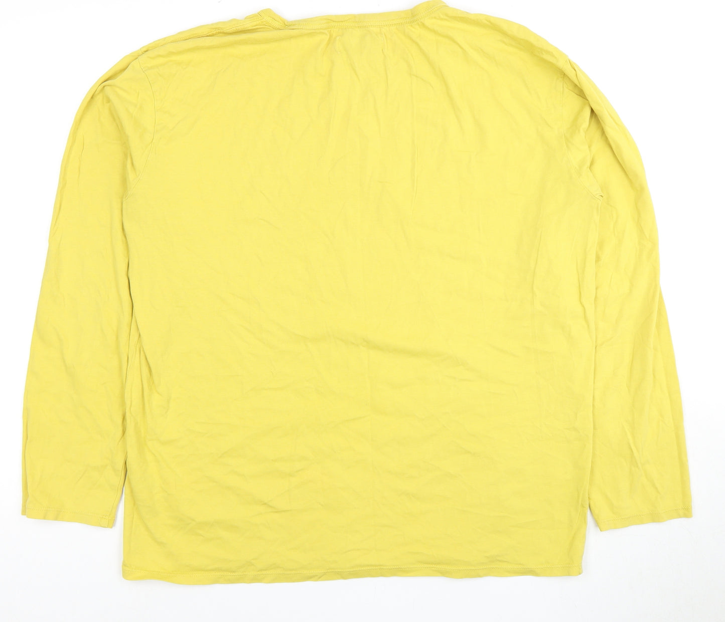 Guess Men's Yellow Long Sleeve Logo T-Shirt, Size M