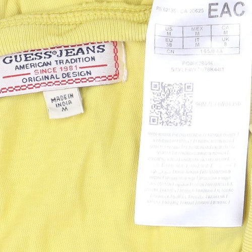 Guess Men's Yellow Long Sleeve Logo T-Shirt, Size M