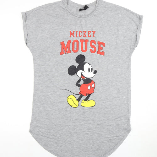 Disney Women's Grey Mickey Mouse T-Shirt, S, Casual Style