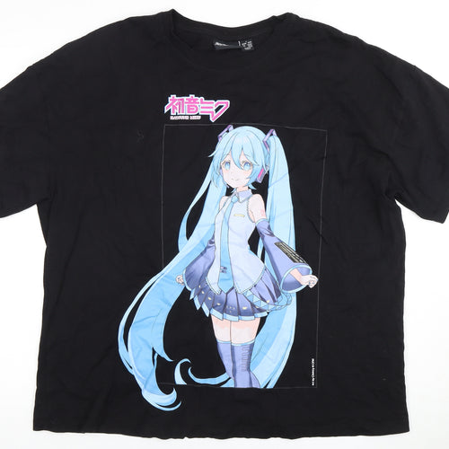 PiPapro Black Anime Print T-Shirt Size L Men