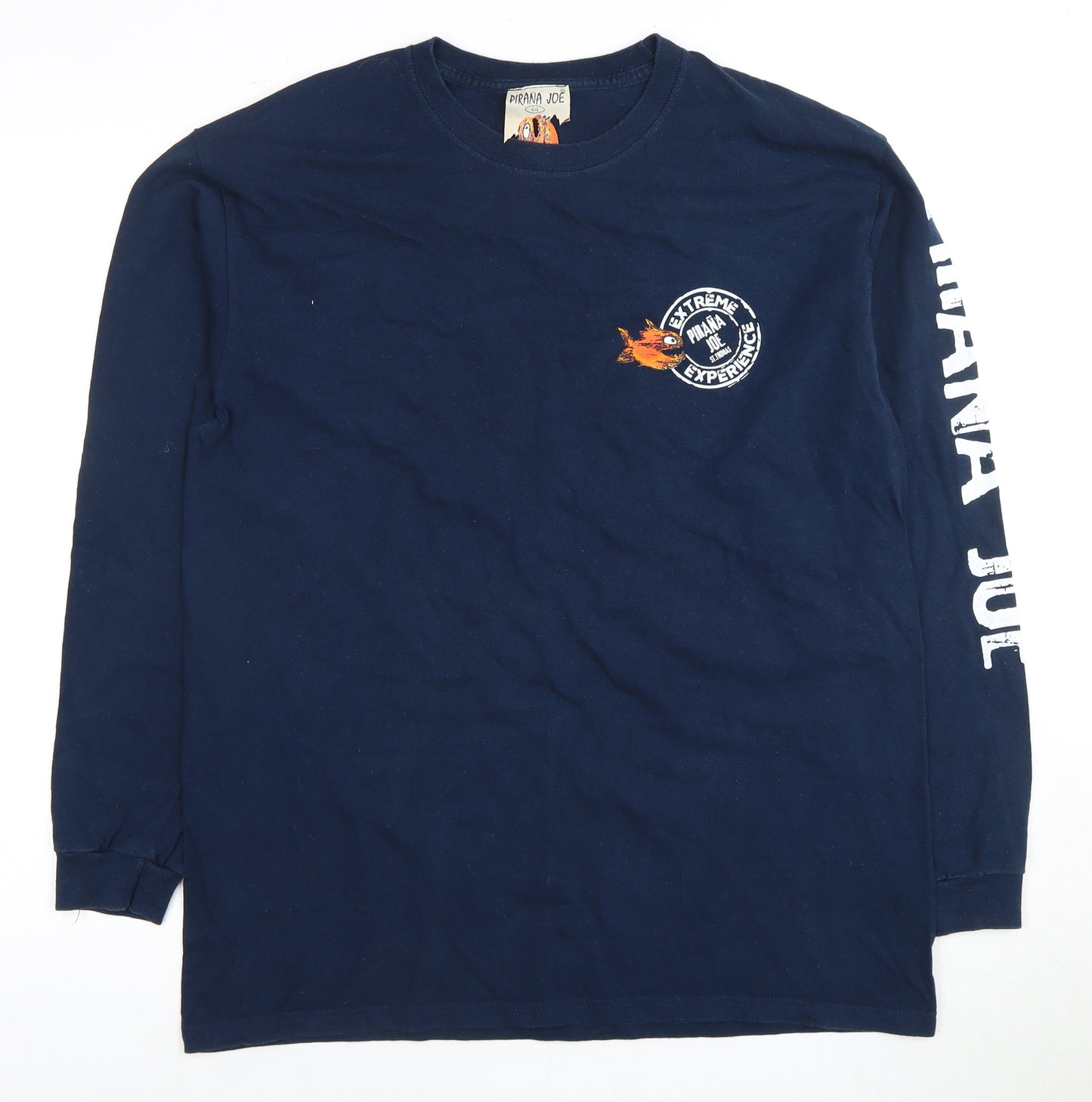 Piraña Joe Men’s Blue Graphic Print Long Sleeve Tee