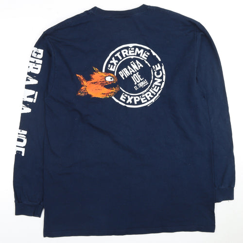Piraña Joe Men’s Blue Graphic Print Long Sleeve Tee