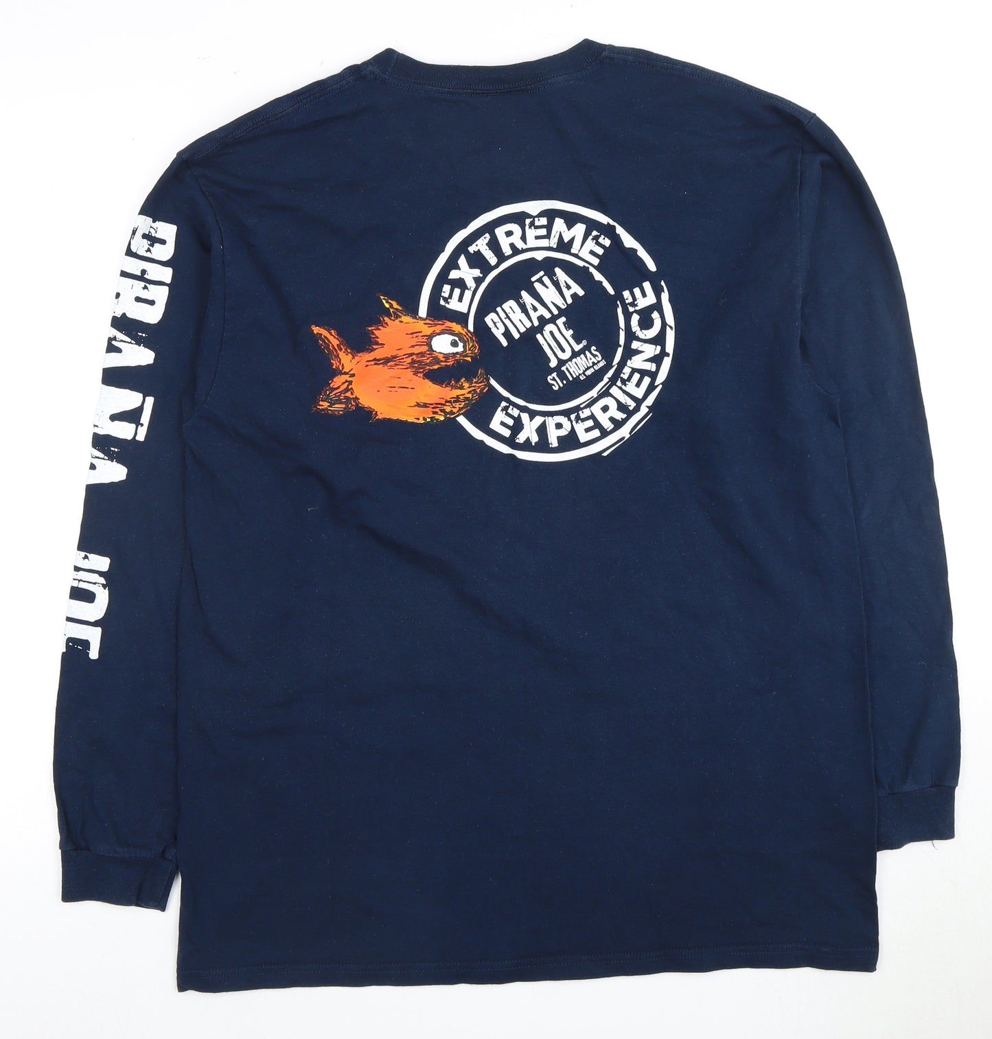 Piraña Joe Men’s Blue Graphic Print Long Sleeve Tee