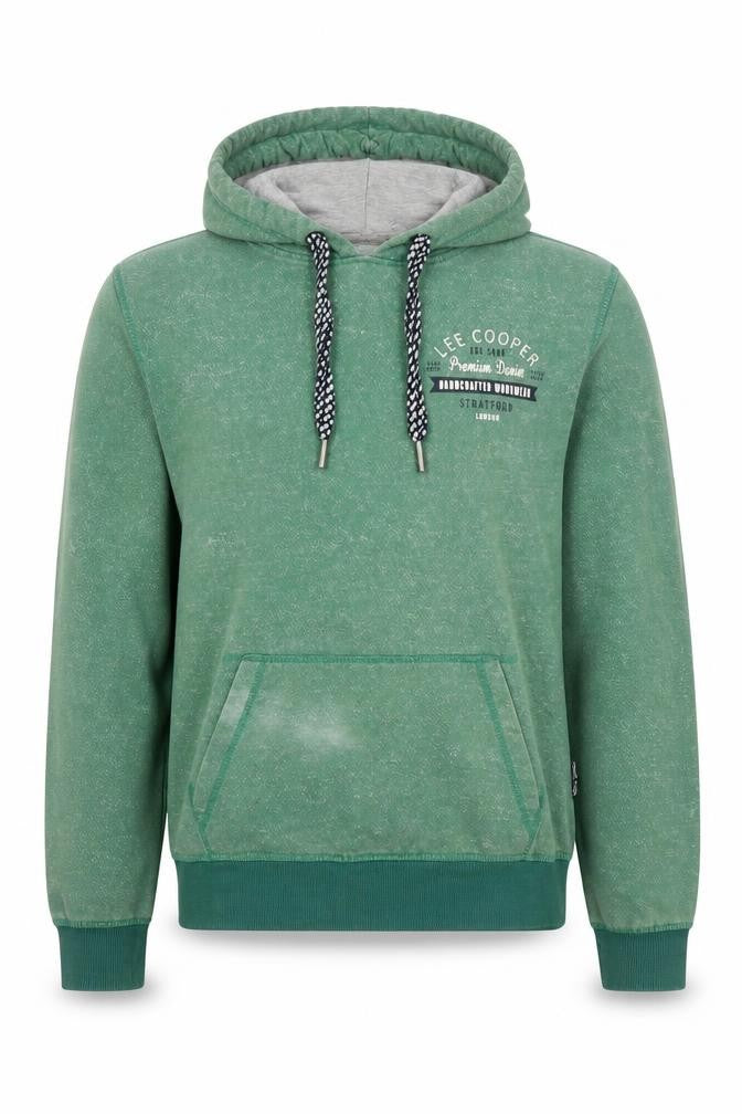 Front view of Lee Cooper Men's Green Pullover Hoodie, size L